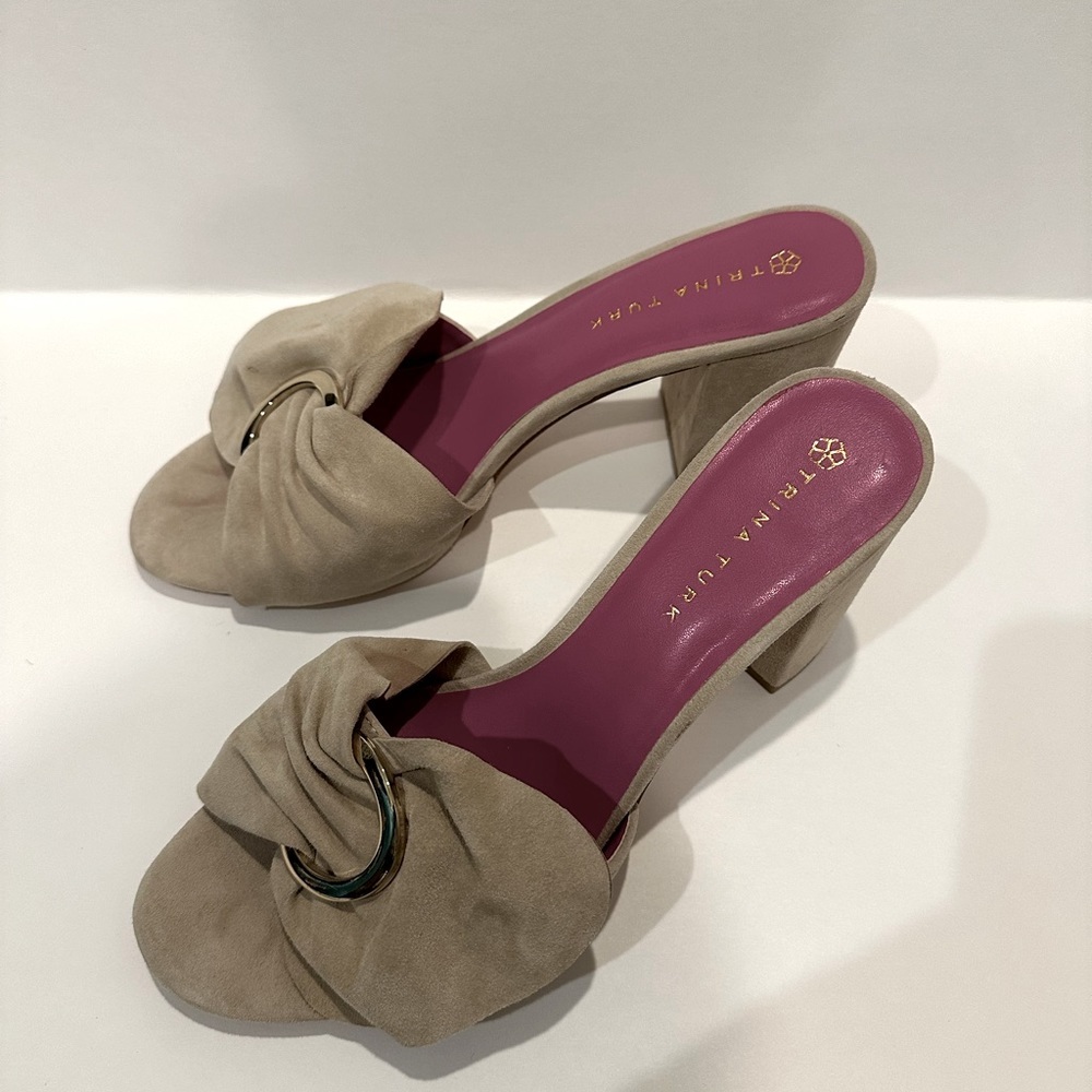 Trina Turk Women's Suede Nude Slide Heel